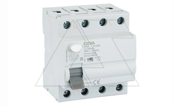 УЗО GYL9-4P-16A-100mA, 4P, 16A, 6 kA, 100mA, тип AC, 4M