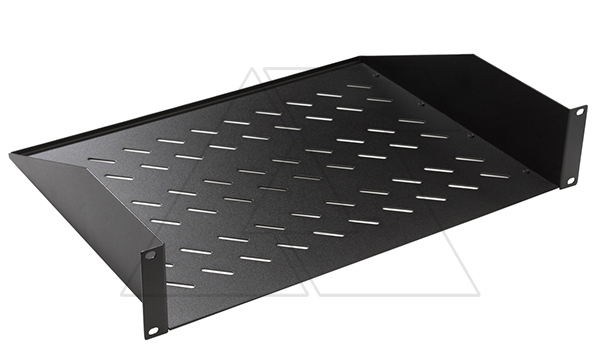 Полка 19", 2U, глубина 350мм, нагрузка 30кг, универсальная, 2 точки крепления, металл, черный