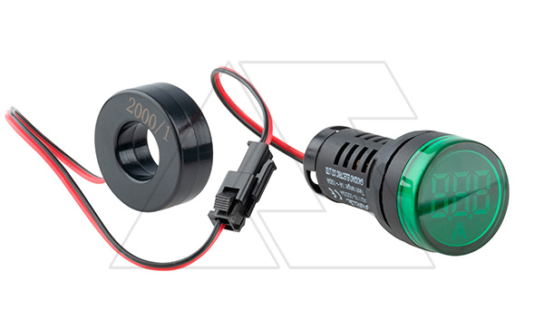 Индикатор тока светодиодный моноблочный AD116-22DSA, зеленый, 1-100A, 60-450VAC, IP44, 22mm