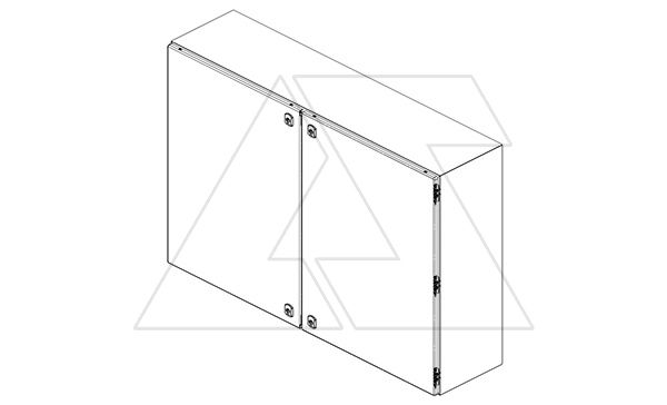 Щит DM моноблочный 1000x1000x300мм (ВхШхГ) навесной с монт. панелью, 2 глухие двери, 4 замка, 6 петель, RAL7035, IP54