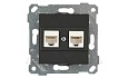 Rita - Розетка 2хRJ-45 кат. 5e UTP, черный мат от интернет-магазина amperkin.by