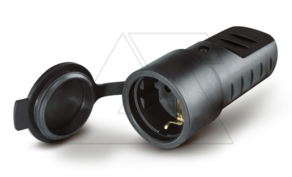 Розетка кабельная 16A, SCHUKO с шторками 2P+E, 200_250VAC 50/60Hz, IP44, с крышкой, серия QUICK