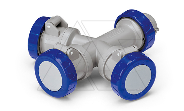 Адаптер тройной (разветвитель) 16A, Вилка 2P+E 6h - 3 Розетки 2P+E 6h, 230VAC 50/60Hz, IP66/IP67, серия ADAPTO