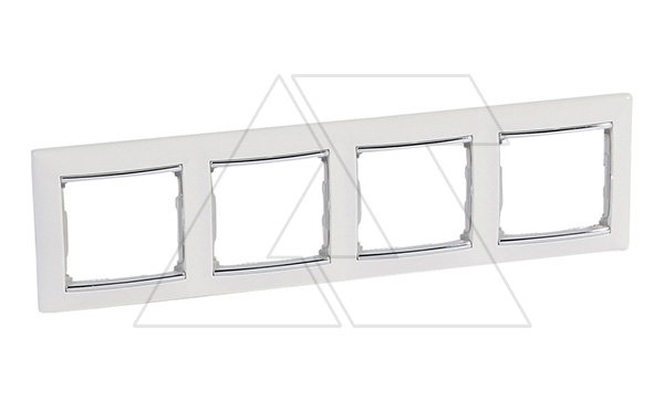 Valena - Рамка 4 поста верт/гориз, белый/серебро