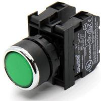 B-D -G-(BA-B1-B2)-IP50 Кнопка круглая без фиксации зелёная пластиковая 1НО+1НЗ