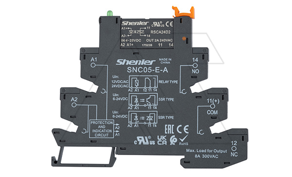 Реле интерфейсное полупроводниковое RSCA24D2 с колодкой SNC05-E-A, винтовой зажим, 1NO, 2A(280VAC), 12-24VDC, LED, W=6.2mm Реле интерфейсное полупроводниковое RSCA24D2 с колодкой SNC05-E-A, винтовой зажим, 1NO, 2A(280VAC), 12-24VDC, LED, W=6.2mm
