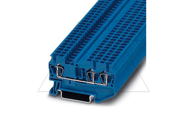 Клемма проходная ST 2,5-TWIN BU /5,2mm, пружинная, 3 присоед., 2,5(max 4)mm2, 24A, 800V, синяя Клемма проходная ST 2,5-TWIN BU /5,2mm, пружинная, 3 присоед., 2,5(max 4)mm2, 24A, 800V, синяя
