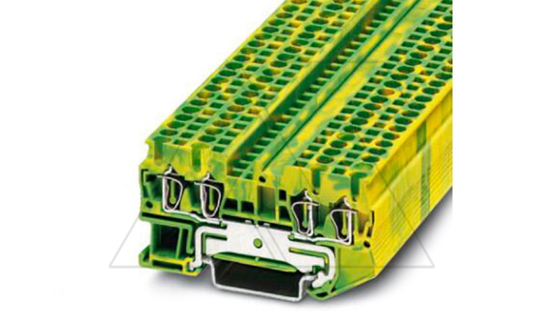 Клемма защитного проводника ST 2,5-QUATTRO-PE /5,2mm, пружинная, 4 присоед., 2,5(max 4)mm2, желто-зеленая Клемма защитного проводника ST 2,5-QUATTRO-PE /5,2mm, пружинная, 4 присоед., 2,5(max 4)mm2, желто-зеленая