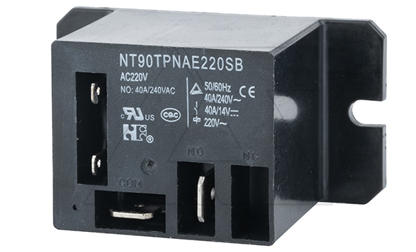 Реле NT90TPNAEAC220VSB, 1NO, 40A(240VAC/30VDC), AgSnO2, 220VAC, 130°C, FASTON 250, монтаж на панель, IP40 Реле NT90TPNAEAC220VSB, 1NO, 40A(240VAC/30VDC), AgSnO2, 220VAC, 130°C, FASTON 250, монтаж на панель, IP40