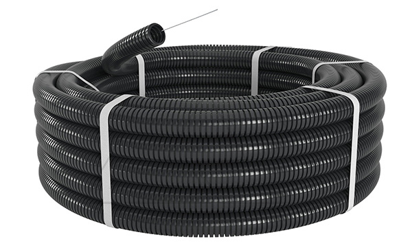 Труба ПА 6 гофр. DN29мм, ПВ-2, Dвн 28,3 мм, Dнар 34,5 мм, цвет чёрный, с протяжкой