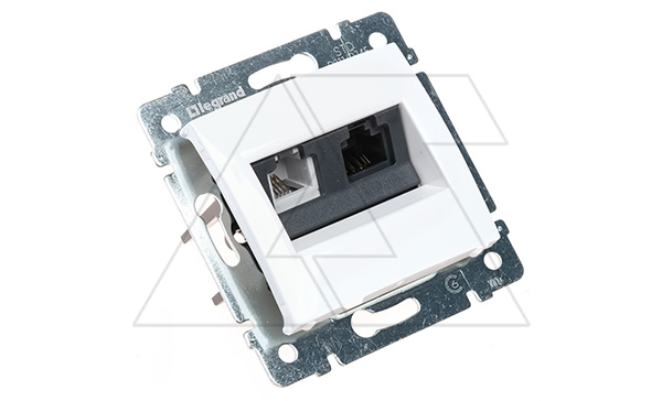 Valena - Розетка двойная RJ-45 UTP CAT6E+RJ11, белая (инд. упаковка)