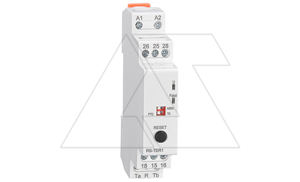 Реле  термисторной защиты двигателя RS-TER1, 24-240V AC/DC, 2CO, 8A(250V), авт./ручн. или дистанц. сброс, PTC/TK, LED, 1M Реле  термисторной защиты двигателя RS-TER1, 24-240V AC/DC, 2CO, 8A(250V), авт./ручн. или дистанц. сброс, PTC/TK, LED, 1M