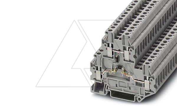 Клемма двухъярусная UTTB 2,5-2DIO/O-UL/UR-UL /5,2mm, винтовая, 2 диода 1N 4007, 4 присоед., 2,5(max 4)mm2, 24A, 500V, серая Клемма двухъярусная UTTB 2,5-2DIO/O-UL/UR-UL /5,2mm, винтовая, 2 диода 1N 4007, 4 присоед., 2,5(max 4)mm2, 24A, 500V, серая