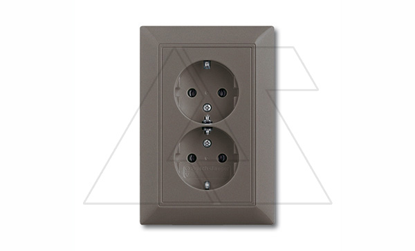 Basic 55 - Розетка  2x2P+E нем. стд. (шато-черный, блистер)