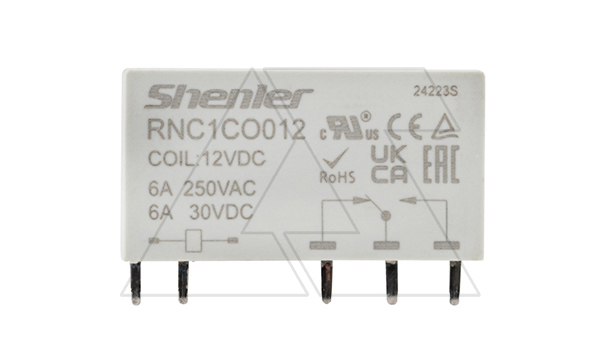 Реле RNC1CO012, 1CO, 6A(250VAC/30VDC), 12VDC, для печатных плат и цоколей SNB05/SNC05, IP60 Реле RNC1CO012, 1CO, 6A(250VAC/30VDC), 12VDC, для печатных плат и цоколей SNB05/SNC05, IP60