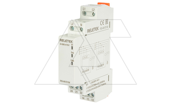 Реле контроля фаз RS-MV31M, 3P, 2CO, 266_540VAC(L-L), 2s, обрыв, чередование, 1M Реле контроля фаз RS-MV31M, 3P, 2CO, 266_540VAC(L-L), 2s, обрыв, чередование, 1M