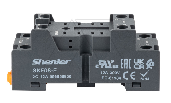 Цоколь SKF08-E, 12A(300V), винтовой зажим, черный, на рейку DIN35/панель, для RKE2CO, RKF2CO, R2N, MY2, 55.32, KMY2, PT2 Цоколь SKF08-E, 12A(300V), винтовой зажим, черный, на рейку DIN35/панель, для RKE2CO, RKF2CO, R2N, MY2, 55.32, KMY2, PT2