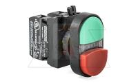 Кнопка двойная CP, красный/зеленый, выступ./плоская, 1NO+1NC, 4A 230V AC15, с линзой, 22mm, IP65