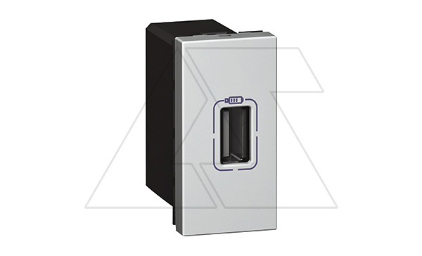 Mosaic - Розетка 1xUSB Type A, 1М, 5V, 750mA, винт. зажимы, алюминий