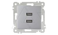 Rita - Розетка 2xUSB Type A, нерж. сталь