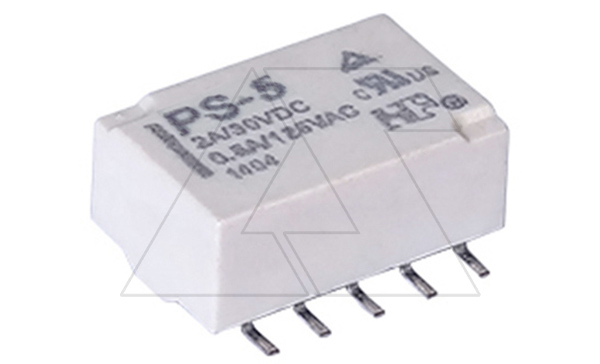 Реле PS-5, 2CO, 2A(30VDC)/0.5A(125VAC), AgPd/Au, 5VDC, SMD, для печатных плат, растр 2.54mm, IP67 Реле PS-5, 2CO, 2A(30VDC)/0.5A(125VAC), AgPd/Au, 5VDC, SMD, для печатных плат, растр 2.54mm, IP67