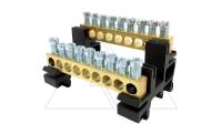 Латунная шина с винтовыми зажимами Morek MSET52 2x52x1,5_16mm², 63A, 690V, с держателем на DIN-рейку Латунная шина с винтовыми зажимами Morek MSET52 2x52x1,5_16mm², 63A, 690V, с держателем на DIN-рейку