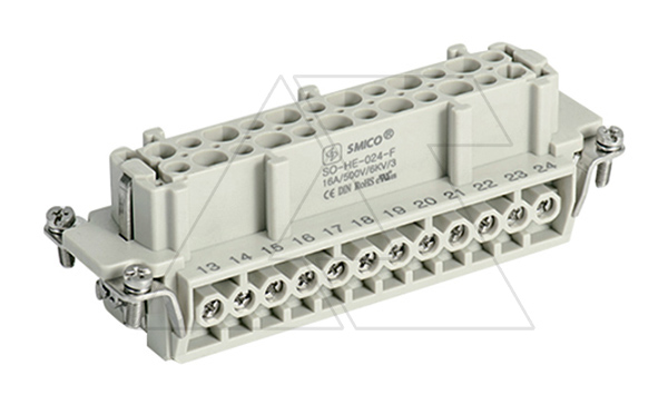 Вставка контактная, размер H24B, тип гнездо, 24P+PE, 16A, 500V, винтовой зажим