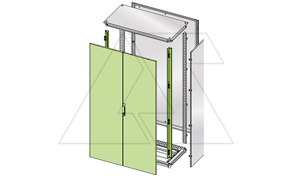 Дверь двустворчатая ENUX 1600x1200мм (ВxШ) с 2 передними стойками, RAL7035