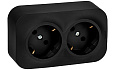 Quteo - Розетка двойная 2x2P+E, накладной монтаж, винт. зажимы, со смещением контактов 45°, чёрный матовый от интернет-магазина amperkin.by