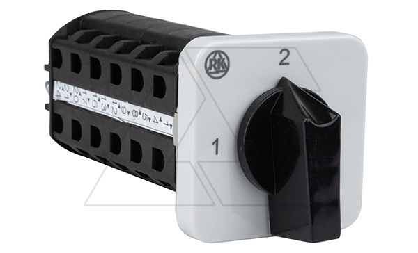 Переключатель BS 16 71K U, 6P, 20A, тип 1-2 (90°), 6NO на 1_2, без перемычек, на дверь, фронт IP41 Переключатель BS 16 71K U, 6P, 20A, тип 1-2 (90°), 6NO на 1_2, без перемычек, на дверь, фронт IP41