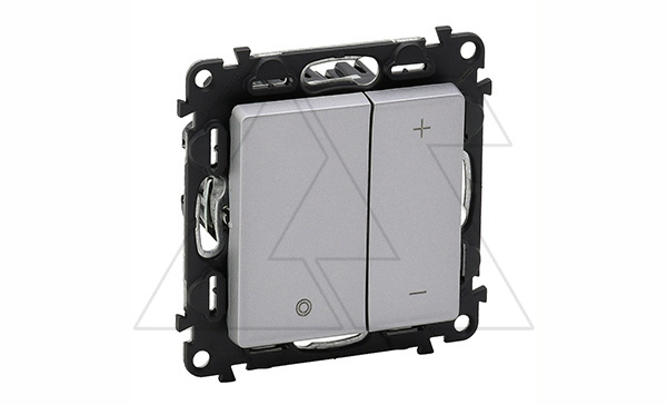 Valena Life - Светорегулятор кнопочный универсальный 400Вт без нейтрали, алюминий (инд. упаковка)