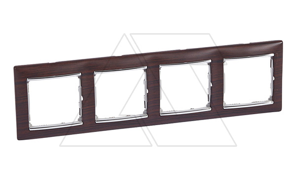 Valena - Рамка 4 поста верт/гориз, темное дерево/серебро