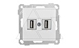 21 - Розетка 2xUSB Type A, для передачи данных, белый от интернет-магазина amperkin.by