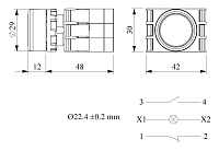B-D -W-(BA-B1-B5-B2)-IP50 Кнопка круглая нажимная белая пластиковая LED 12-30V AC/DC (1НО+1НЗ) от интернет-магазина amperkin.by