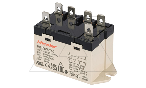 Реле RGF2OU740, 2NO, 25A(277VAC/30VDC), 200-240VAC, монтаж на панель, FASTON 250 Реле RGF2OU740, 2NO, 25A(277VAC/30VDC), 200-240VAC, монтаж на панель, FASTON 250