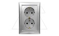 Valena - Розетка 2x2P+E нем. стд. со шторками, алюминий от интернет-магазина amperkin.by