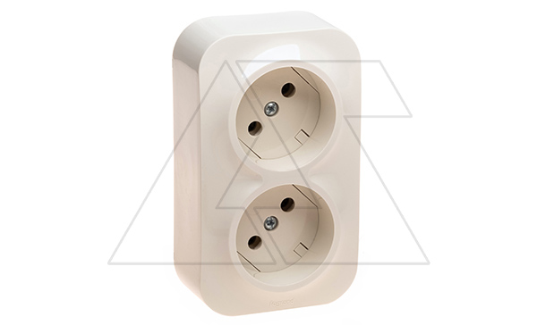 Quteo - Розетка двойная 2х2P,накладной монтаж, винт. зажимы, со смещением контактов 45°, сл. кость