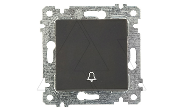 Rita - Выключатель кнопочный, символ - звонок, пруж. зажимы, черный мат