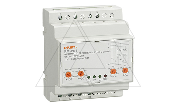 Реле выбора приоритетной фазы RM-PS3, 3NO+N, 16A, 220VAC, Umin(110_210V)/Umax(230_280V), 0.02_0.1s/1_600s, LED, 4,5M Реле выбора приоритетной фазы RM-PS3, 3NO+N, 16A, 220VAC, Umin(110_210V)/Umax(230_280V), 0.02_0.1s/1_600s, LED, 4,5M