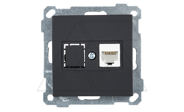 21 - Розетка 1хRJ-45 кат. 5e UTP, черный мат 21 - Розетка 1хRJ-45 кат. 5e UTP, черный мат