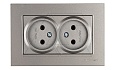 Rita - Розетка двойная 2x2P, (в комплекте с рамкой), антрацит от интернет-магазина amperkin.by