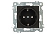 Rita - Розетка 2P+E, защ. шторки, черный мат от интернет-магазина amperkin.by