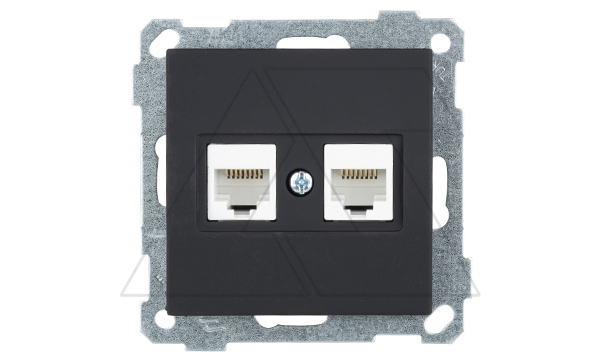 21 - Розетка 2хRJ-45 кат. 5e UTP, черный мат 21 - Розетка 2хRJ-45 кат. 5e UTP, черный мат