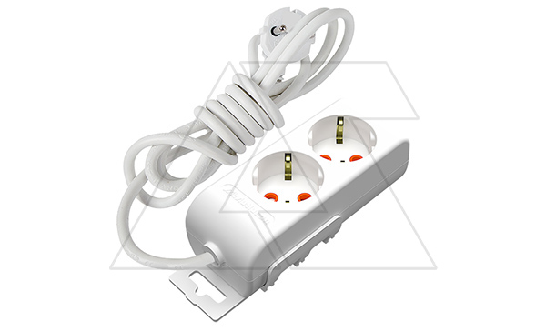 Ri-tech - Удлинитель 2x2P+E, нем. ст., со шторками, кабель 3x1,5мм², 2м, белый