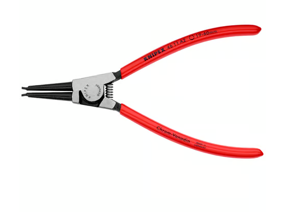 Щипцы для внешних стопорных колец, прямые губки, L-180 мм, Cr-V, чёрные, обливные рукоятки (KNIPEX)