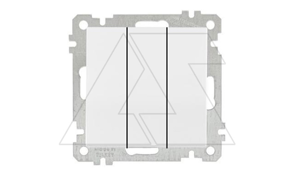 21 - Выключатель трехклавишный, пруж. зажимы, белый 21 - Выключатель трехклавишный, пруж. зажимы, белый
