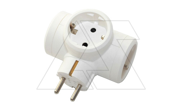 Блок многорозеточный 16А 3х2Р+Е нем.стд., гориз. подкл., пластик, белый