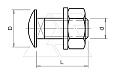 Болт FRS 10x25 F, с полукруглой плоской головкой M10х25мм, гайкой и шайбой, гор. оцинк. от интернет-магазина amperkin.by