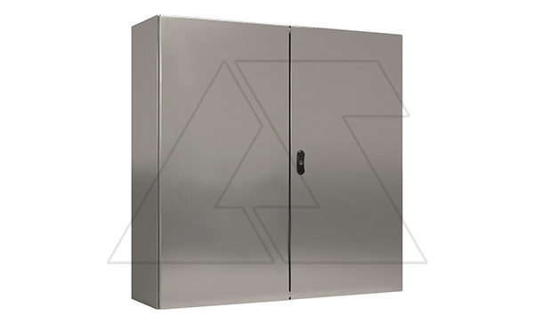 Щит ECOR моноблочный 1200x1200x300мм (ВxШxГ) из нерж. стали навесной с монт. панелью  двудверный, ригельный замок,  дно глухое, IP55