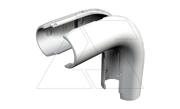 Угол 3953 B M20 LGR трубы Quick-Pipe 90° разъемный, IP44, наружн. Ø25,2мм, серый, ПВХ